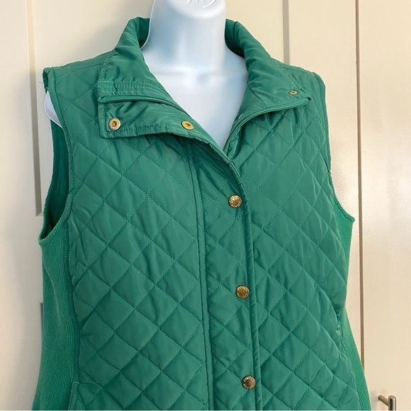 Cynthia Rowley Green Quilted Zip-up Sleeveless Puffer Vest Sz Large Solid Layer - Picture 2 of 16
